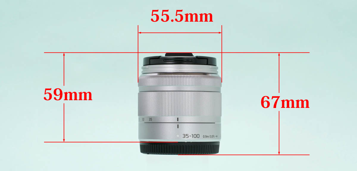 02
パナソニック G VARIO 35-100mm/F4.0-5.6
前後キャップ有り寸法